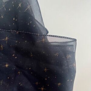 Black Sheer Gold Star Constellation Scarf Wrap